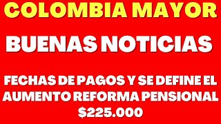 Colombia Mayor FECHAS DE PAGOS Y SE DEFINE EL AUMENTO REFORMA PENSIONAL 225 000 [upl. by Oglesby]