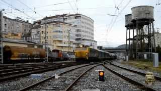 Maniobras con un tren de cemento Estación de Ourense [upl. by Moffitt]