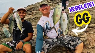 XERELETES GRANDES NA PESCARIA COSTEIRA MAIS BONITA DE CABO FRIO pesca pescaria jumping fishing [upl. by Ejroj]