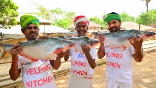 Pangas fish curry  Pangas fish Recipe cooking for village people  Helping Kitchen  Village food [upl. by Ayiotal285]