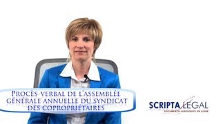 Procèsverbal de lassemblée générale annuelle du syndicat des copropriétaires [upl. by Nomma894]