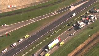 Luchtbeelden files en ravage op A58 [upl. by Ssej]