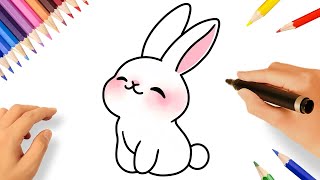 HOW TO DRAW A CUTE RABBIT EASY 🐇 [upl. by Nickolaus]