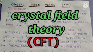 crystal field theory with postulates inorganic chemistryBsc amp MSc [upl. by Alegnaoj]