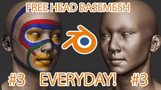 Blender Free Head Base mesh Everyday 20 Days Challenge [upl. by Thirion]