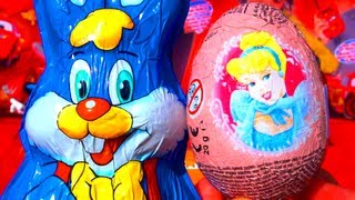 2 Toy Surprises Disney Princess Surprise Egg Unboxing amp Kinder Surprise Easter Bunny Rabbit Opening [upl. by Naujyt]