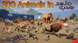 200 Animals in Squid Game Red Light Green Light included Elephant Mammoth Hippo Rhino amp Tiger [upl. by Bone]