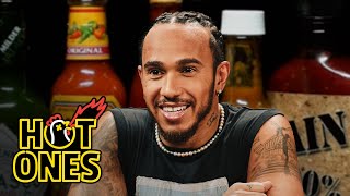 Lewis Hamilton Goes Full Send While Eating Spicy Wings  Hot Ones [upl. by Eirovi]