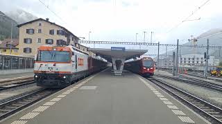 RHÄTISCHE BAHN 641  3120 vertrekken van station Samedan op 2692024 [upl. by George]