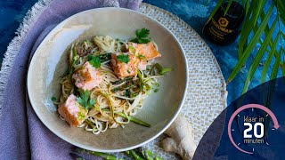 Zalm met noedels en groene asperges  Klaar in 20 minuten [upl. by Bowlds865]