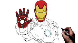 How To Draw Iron Man  Step By Step  Marvel [upl. by Ogawa]