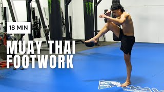 18 MIN MUAY THAI Workout  No Equipment  IMPROVE FOOTWORK [upl. by Nwahsir]