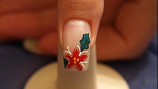 Christmas poinsettia as fingernail motif [upl. by Ming]