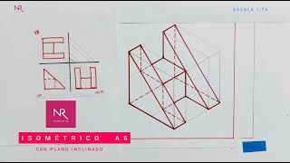 ISOMÉTRICO A6 a partir de vistas planas  proyecciones ortogonales [upl. by Conias]