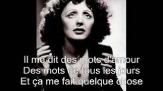 Edith Piaf La vie en rose with lyrics [upl. by Norrahc809]