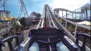 Avalanche  Blackpool Pleasure Beach front seat on ride POV 27k [upl. by Dowdell]