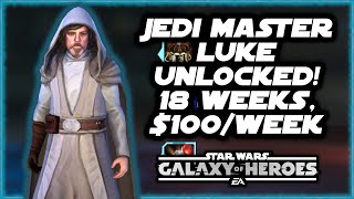 Jedi Master Luke Unlocked Chimaera 7 Stars 18 Weeks of Spending 100Week in Galaxy of Heroes [upl. by Tommi]