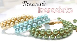 Come fare un Braccialetto incrociato con perle  Diy Tutorial [upl. by Benoite324]