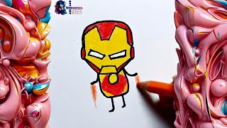 How to Draw Ironman Cartoon Character Step by Step Tutorial LetsDrawBlack [upl. by Uhthna]