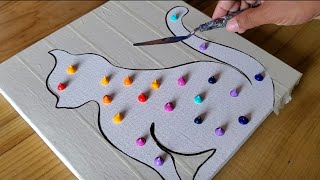 Cat  Easy Abstract Painting Demo Using Masking Tape  Satisfying  Project 100 Days  Day 51 [upl. by Ecirtac]