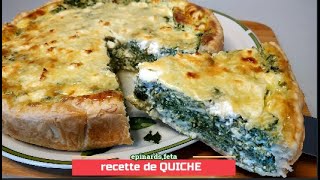 Recette de QUICHE aux épinards et fromage de fêtaRecette avec de la pâte feuilletée [upl. by Hsakaa]