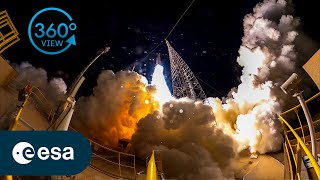 Final Ariane 5 liftoff  360° view of launch [upl. by Alemaj348]