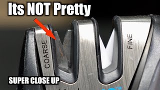 What A Pull Through Knife Sharpener ACTUALLY Does To Your Knife  SUPER CLOSE UP [upl. by Dnomal]