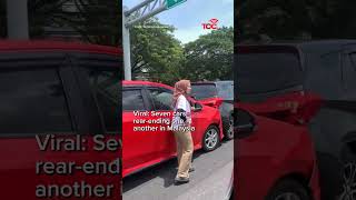 Viral video of seven cars rearending one another in Malaysia [upl. by Eitak7]