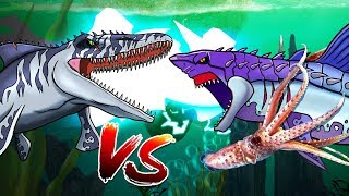 Dinosaurs Battle  Mosasaurus VS Megalodon [upl. by Nnairac]