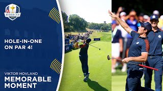 Viktor Hovland Hits Incredible HoleInOne on Par 4  2023 Ryder Cup [upl. by Sulamith540]