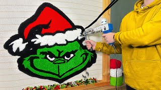 ASMR Rug Tufting  Grinch Christmas Rug Start To Finish [upl. by Edrei639]