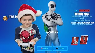 Level 140 amp Unlocking FREE Fortnite Skin Style SPIDERMAN Future Foundation Suit amp My Kid Gets A WIN [upl. by Beaudoin736]