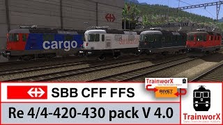 TrainworX SBB CFF FFS Re 420 pack V40  Driveby [upl. by Llerrud]