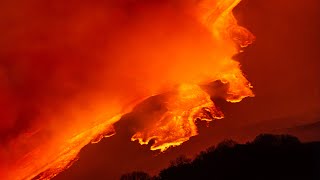 Spectacular footage of Mount Etnas mesmerising nighttime eruption [upl. by Noimad]