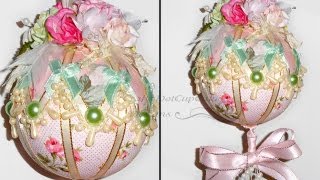 Tutorial  Shabby Chic Christmas Ornament  Bauble [upl. by Assirec]