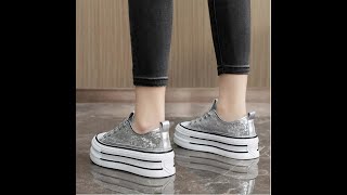 Canvas Shoes Women Fashion Bling Platform Vulcanized Sneakers Designer Summer Casual Sports Canva [upl. by Conard]