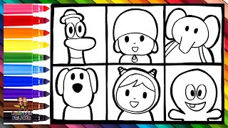 Dibuja y Colorea A Pocoyó Y Sus Amigos 🌈👶🦆🐘👧🐶🐙🌈 Dibujos Para Niños [upl. by Kcirdez]