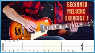 Beginner Melodic Exercise 1 With Tabs  Guitar Rhythm  Single Notes [upl. by Ester961]