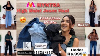 Myntra Affordable amp Trendy High Waist Jeans Haul  Kirti Agarwal [upl. by Hamrnand]