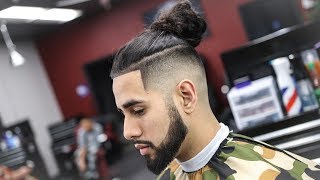 BARBER TUTORIAL HOW TO FADE A UNDERCUT  MAN BUN STEP BY STEP INSTRUCTIONS [upl. by Gittle980]