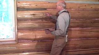 Martin cabin 6309 chinking log walls [upl. by Lienet]