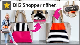 schönen großen Shopper nähen Nähanleitung Tasche FENNA Schnittmuster [upl. by Son]