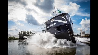 Launch of MV Vertom Tomma at Thecla Bodewes Shipyards [upl. by Sadoc]