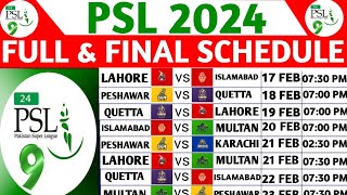 PSL 2024  PSL 2024 Schedule  PSL 2024 All Matches  PSL Full Time Table 2023  PSL 2024 Venues [upl. by Levitt]