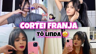 ✂️ COMO CORTAR FRANJA SOZINHA EM CASA 🥰 CURTAIN BANGS TENDÊNCIA 2024  visual novo para ano novo [upl. by Silrak992]