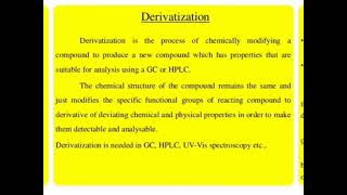 DERIVATIZATION IN GAS CHROMATOGRAPHY [upl. by Orpah]