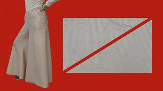 Very Easy how to Cutting and Trousers Stitching  Palazzo Skirt Pants Tutorial with Cutout Detail [upl. by Ia]