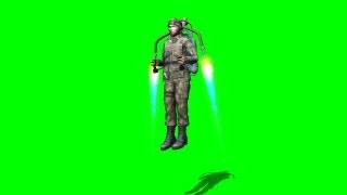 soldier flies with jetpack  green screen  free use [upl. by Onairam208]