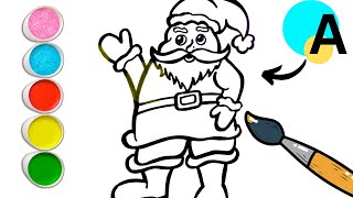 How To Draw Santa Using Letter A Drawing Coloring Painting For Kids amp Toddlers  Lets Draw Santa [upl. by Fia]