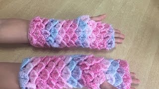 Tuto mitaines point crocodile au crochet spécial gaucher [upl. by Kosiur]